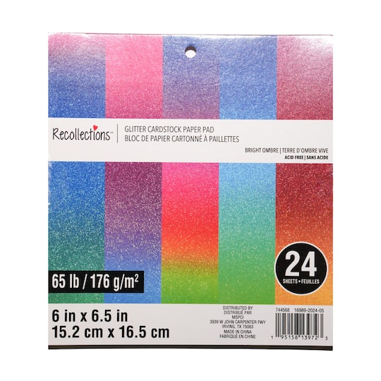6" x 6.5" Bright Ombre Glitter Cardstock Paper Pad, 24 Sheets by Recollections™